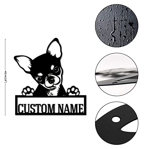 Metal Sign Custom Pet Dog Name Chihuahua Decorative With Holes Laser Cut Metal Wall Sculpture Decor Sign Country Metal Letter Word Sign For Kitchen Dining Room Decorations Birthday Gift 18 Inch #TOP1