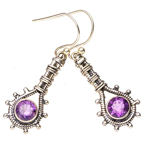 Boucles d'oreilles améthyste naturelle anti-allergie en argent 925