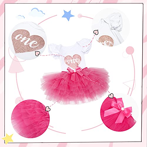 Lenynal First Birthday Outfit Girls,1St Birthday Baby Girls Tutu Skirt Sets Hot Pink Heart One Year #TOP3