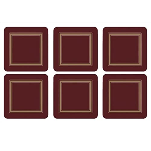 Pimpernel Classic Burgundy Collection Coasters | Set Of 6 | Cork Backed Board | Heat And Stain Resistant | Drinks Coaster For Tabletop Protection | Measures 4” X 4” #TOP4