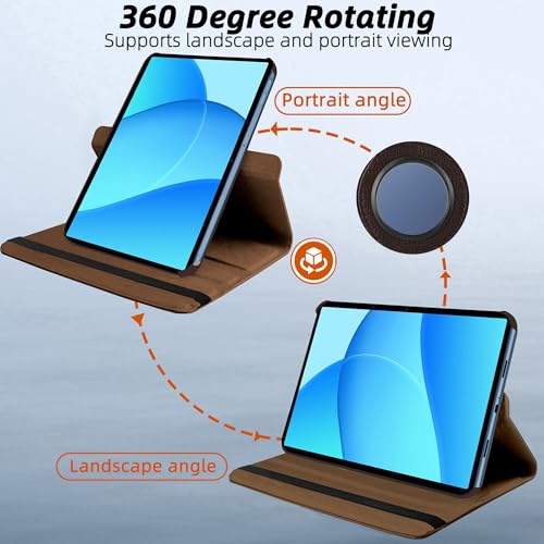 Image of TGK 360 Rotatable Smart Flip Cover for OnePlus Pad Lite 11 inch Tablet Case, Oppo Pad SE 11 inch (Brown)