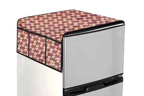 Image of The Furnishing Tree Fridge Top Cover Compatible for Samsung RR20A181BU8 /HL, 192 LTR WxL 65x111 in CM Counterchange Pattern Brick