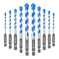 BRSCHNITT Beton Bohrer Fliesenbohrer - Steinbohrer Bohrer Set mit Sechskantschaft Universalbohrer für Beton, Weiche Fliesen Ø 4mm*2/5mm*2/6mm*2/8mm*2/10mm*2 – Ansicht 4