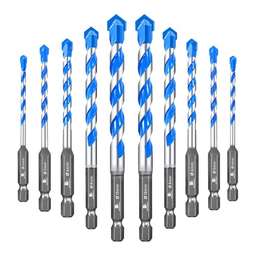 BRSCHNITT Carbide Drill Bit Set - Dry Drill Bit Set for Masonry, Concrete, Bricks, Wood, Plastic etc(4/5/6/8/10MM*2 Quick-fit Shank) — view 4