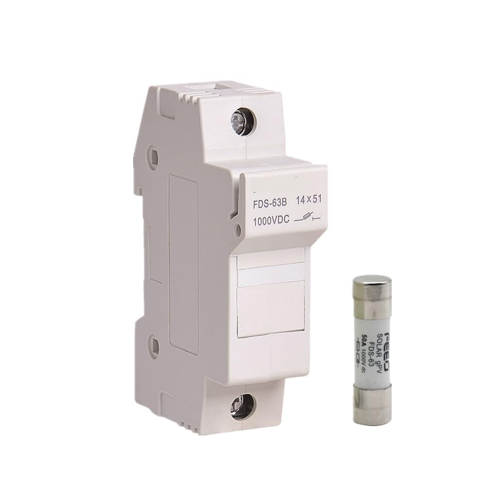 Porte-fusible DC 1000V 14x51mm avec cartouche fusible photovoltaïque 50A pour rail DIN