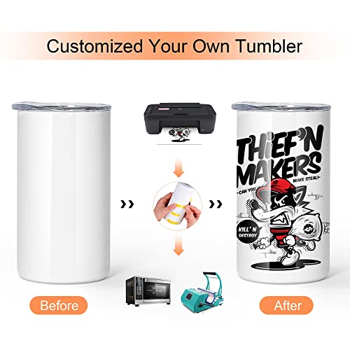 Agh 12 Oz Sublimation Tumblers Blanks With Lids And Straws 4 Pack Stainless Steel Straight Skinny Tumblers For Kids Double Wall Vacuum Insulated Tumbler Bpa-Free Great Diy Gift For Children #TOP2