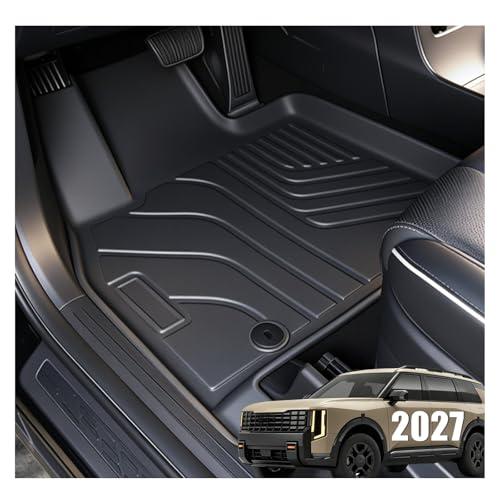 Floor Mats & Cargo Liner for 2027 Kia Telluride Gas Models(Not for Hybrid) Custom Fit TPE Floor Liners with Seat BackProtector 7 & 8 Passenger All Weather Trunk Mat KiaTelluride Accessories