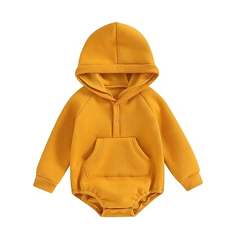 Image of FYBITBO Infant Baby Boys Girls Clothes Fall Winter Hoodie Romper Long Sleeve Sweatshirt Onesie Warm Outfit Cute Clothing