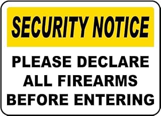 Declare Firearms Sign, Security Notice Entry Requirement Metal Tin Aluminum Sign 8x12 Inch for Home, Coffee Bar Wall Decor
