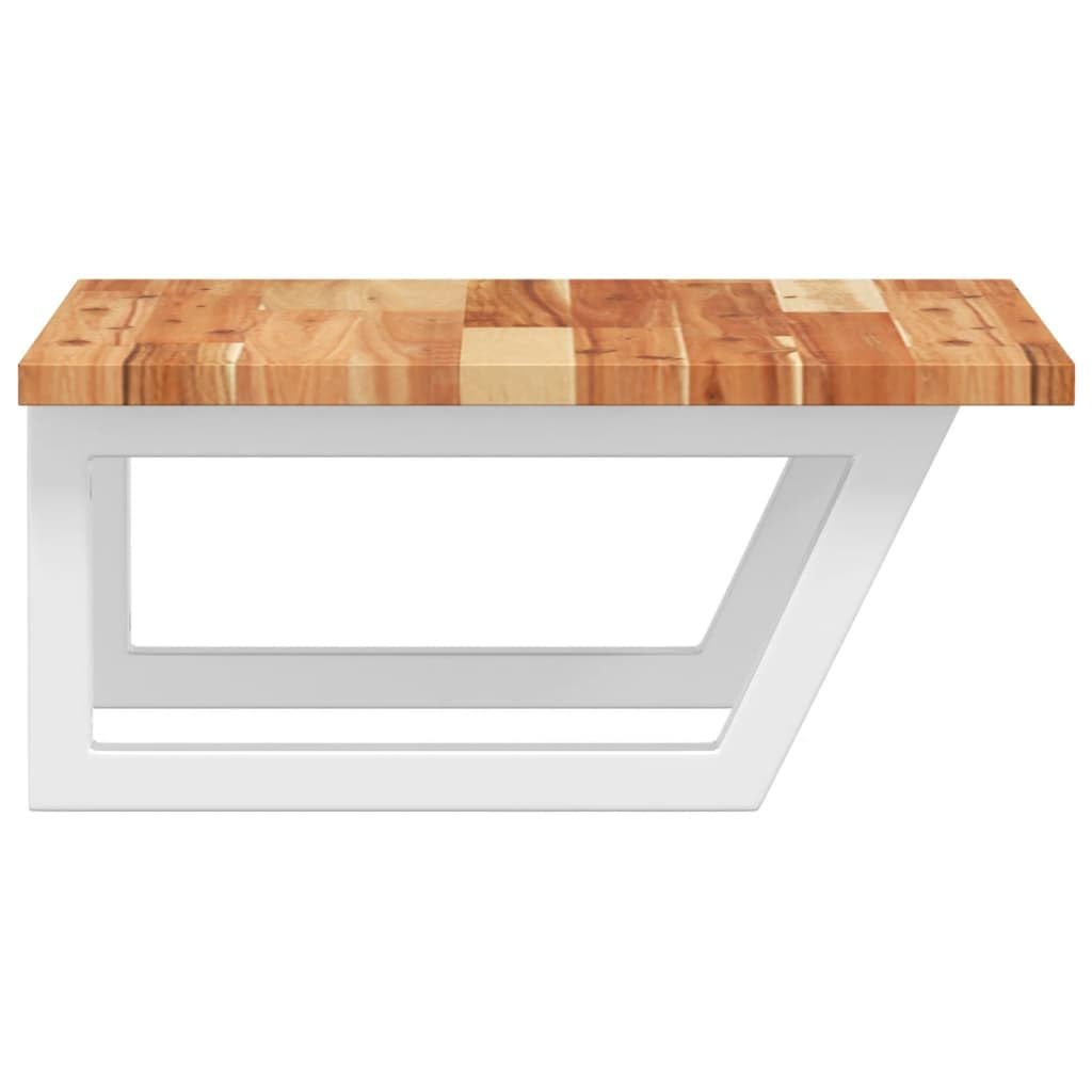 Mangloder Estantería para lavabo de pared de acero y madera maciza de acacia, 50 x 50 cm, con soporte trapezoidal, estante para ahorrar espacio para baño, lavabo, cosméticos y toallas