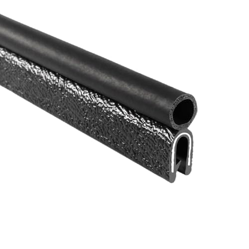 Image of TRIM-LOK Trim Seal, Edge Trim with Top Bulb, Fits 0.375-Inch Bulb, 3 /16-Inch Edge, 17 /32-Inch Leg, 100-Foot Length, Black Pebble Finish, Flexible PVC Plastic Trim with EPDM Rubber Weather Stripping