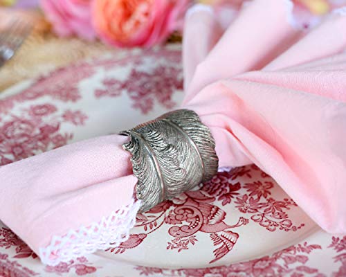 Vagabond House Pewter Metal Feather Napkin Ring (Sold As Single Ring) Artisan Crafted Designer Rings 1.5 Inch Diameter #TOP5