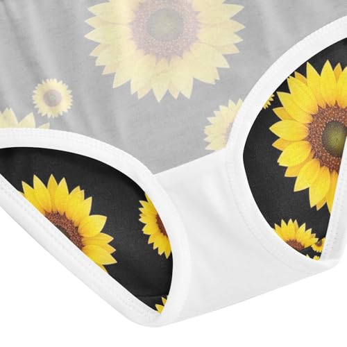 Toddler Girl Briefs, Yellow Sunflowers Black Girls' Cotton Brief Underwear, 2–8 Years4