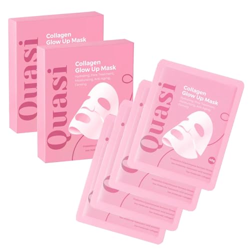 Quasi Skincare Reviews: Effective Collagen Masks for Youthful, Glowing Skin 1 Quasi Collagen Glow Up Mask 2.0, Quasi Bio Collagen Face Mask, Firm Skin Deep Hydrating Masks for Wrinkle Reduction and Pore Minimization - Glow like Glass Skin (2 Box (8 Pcs))