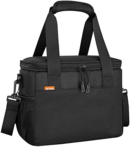 JETech 10L Insulated Lunch Bag for Women and Men, Leakproof Cooler Bag Reusable Lunch Box with Adjustable Shoulder Strap, Black