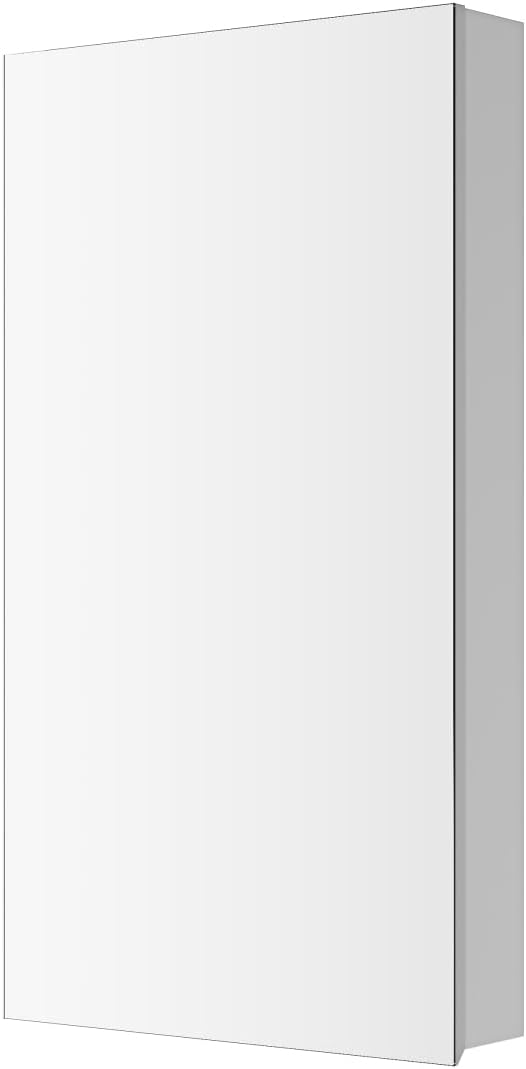 20" W x 36" H Bathroom Mirror Cabinet - Wooden Door Recessed Cabinet & Wall Mounted Mirror with Storage