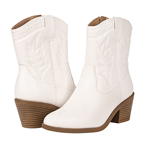 KAYDAY ~ COLIN ~ Women's Western Cowboy Cowgirl Stitched Ankle Boots (White, 7) by KAYDAY - Image 4