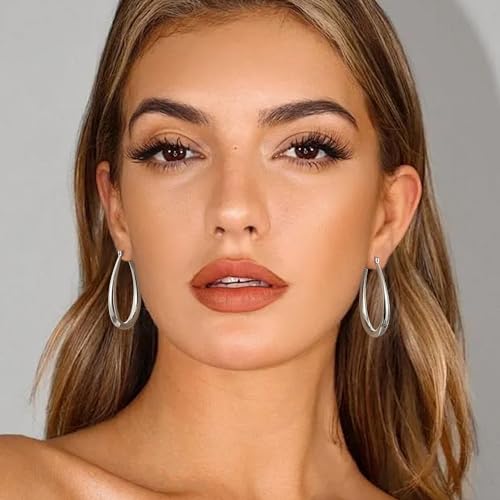 Gacimy Gold Chunky Hoop Earrings for Women, 14K Gold Plated Oval Hoop Earrings with 925 Sterling Silver Post4