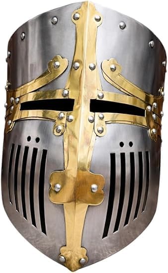 Hand-Forged Medieval Crusader Helmet – Steel 18 Gauge | LARP, Knight Cosplay, Halloween