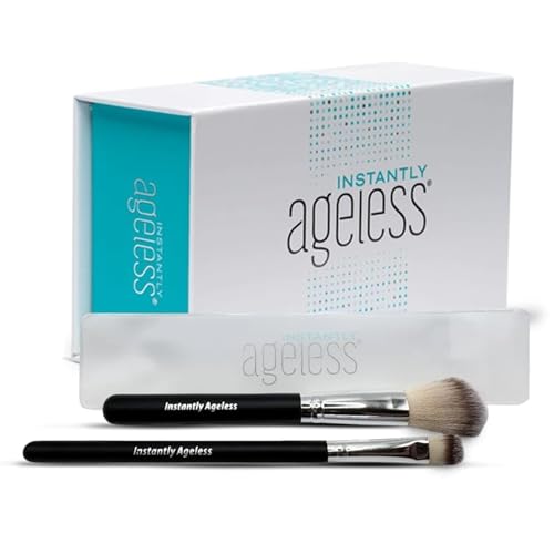 Instantly Ageless - Instant Face Lift Cream - Skin Care Anti Aging Face Cream - Wrinkle Tightener - Eye Cream For Puffiness and Bags Under Eyes - Facelift in a Box of 25 Vials with Makeup Brush