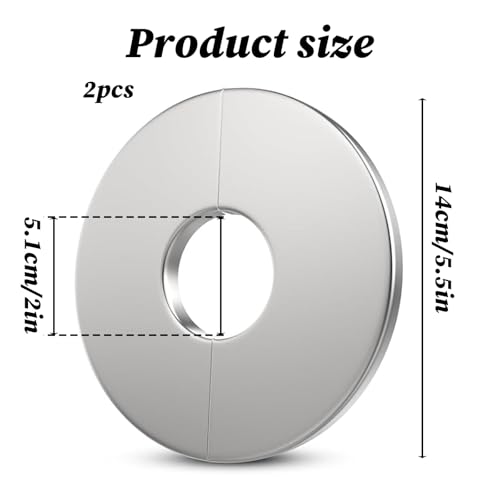 2 Pcs Escutcheon Plate, Stainless Steel Wall Split Flange Round Escutcheon Ring, Self-Adhesive Plumbing Cover Plates Pipe Cover Plate for Various Pipes
