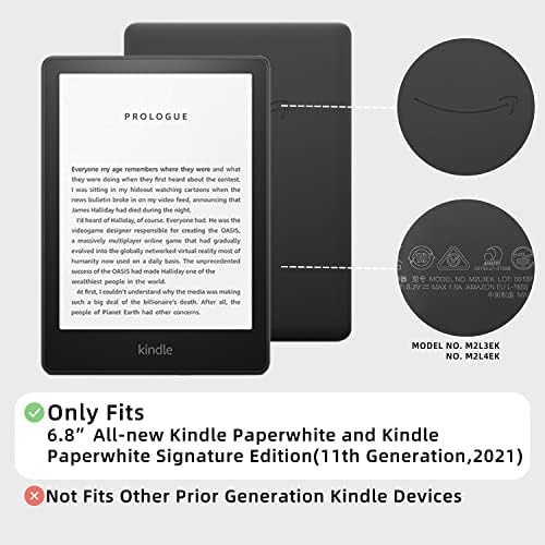 WALNEW Flip Case for 6.8 Kindle Paperwhite 11th Generation 2021  Two Hand Straps PU Leather Vertical Multi-Viewing Stand Cover with Auto Wake/Sleep for Kindle Paperwhite 2021 Signature Edition