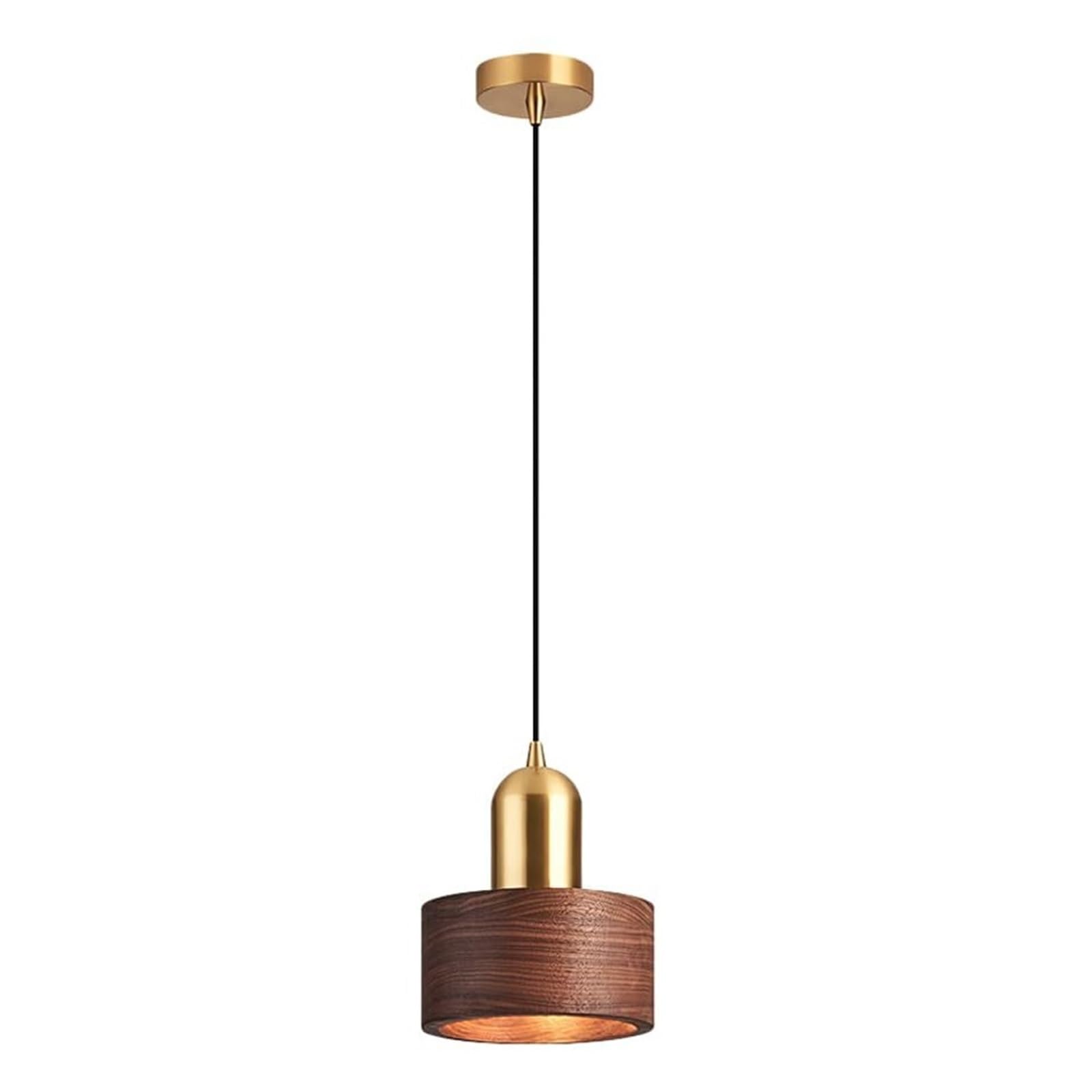 KHUKHU E26 Base Woodwork Pendant Lamp Lampshade, Modern Industrial Style Chandelier, Flush Mount Ceiling Hanging Light, Bedroom Restaurant Bar Decoration Light Fixtures