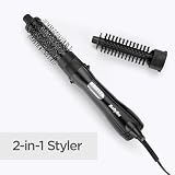 BaByliss Shape & Smooth Warmluftbürste – Leistungsstarke 800W Föhnbürste, 30mm & 20mm Aufsätze, Kaltluftfunktion, Schnelles Trocknen & Styling, ideal für kurzes Haar, Schwarz, AS82E