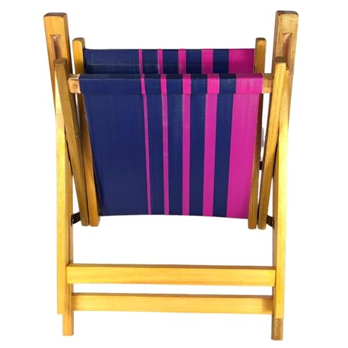 Kit 2 Cadeira De Madeira Dobrável Para Lazer Jardim Praia Piscina Camping Rosa/Marinho - AMZ