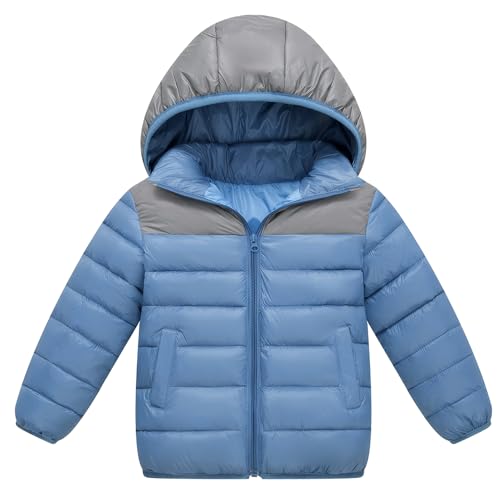 Happy Cherry Boys Lightweight Quilted Jacket Contrast Color Puffer Zip Up Coat Packable Down Hooded Outerwear 5-13 Years