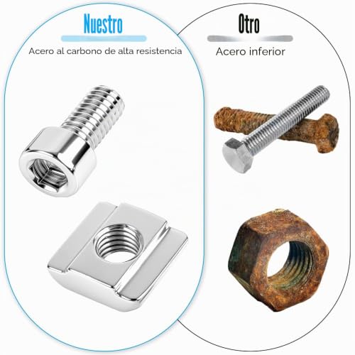 Miniatura 5 de 50 Piezas De Tuercas En T M5 T-Nuts Con 50 Con Tornillo, Tuerca Deslizante Serie 2020 M5, T-Slot Bolts, T Tuerca De Acero Carbono Para Ranura De Extrusión De Perfil De Aluminio 2020 Series