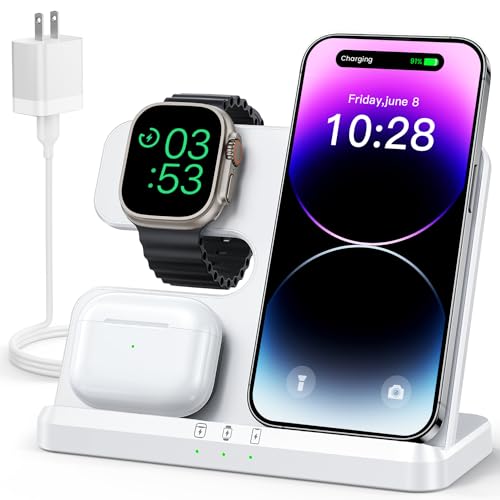 JARGOU PhoneCX[d3in1AbvEHb`[d퓯iPhone/Apple Watch/AirPods ɑΉ }[duCX[d iPhone 16/15/14/13/12/11/X/8/AirPods/Apple