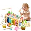 Juguetes Montessori 1 Años, 9 in 1 Madera Cubo de Actividades con Instrumentos Xilofono, Juego de Pesca, Puzzles, Juegos Sensoriales Educativos para Niñas Niños 1 2 3 Años Regalos Bebes 12-18 Meses
