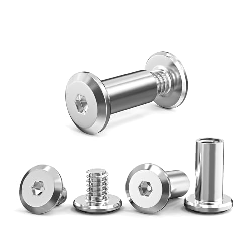 30 Tornillo de Conexión M4 x 16 mm, (30 Tornillos para Muebles, 30 Tornillos de Casquillo), Acero Inoxidable A2 V2A, Conector de Muebles, Conector de Armario para Conectar Muebles, Armarios, Aablas de