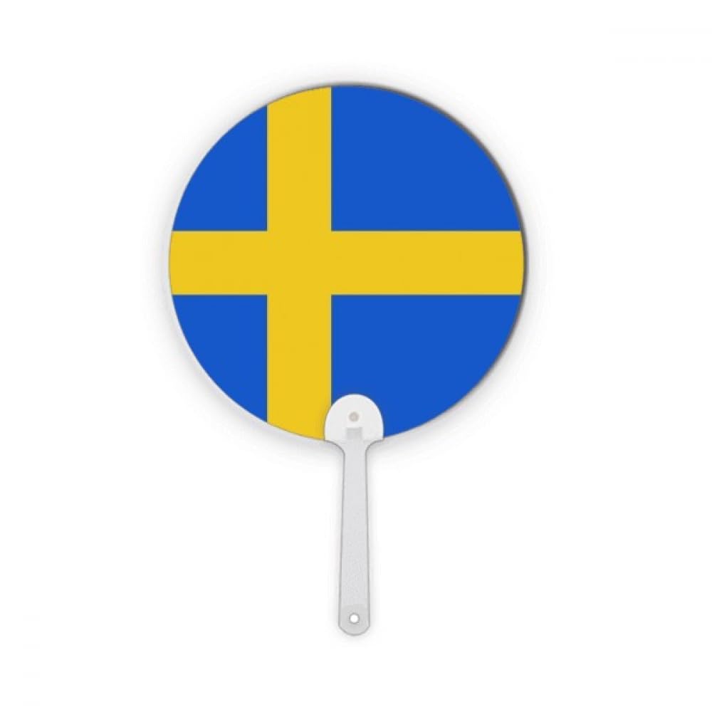 Éventail plastique Suède rond drapeau scandinave pour événement culturel