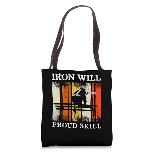 Iron Will Proud Skill Vintage Retro Ironworker Tote Bag