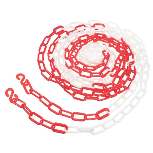 VALICLUD Chaîne de Sécurité Plastique Rouge et Blanc pour Barrières et Contrôle Foule Durable Chaîne Avertissement pour Délimitation et Sécurité Routière