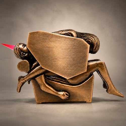 Encendedor de soplete de butano retro metálico rojo bronce miniatura 1