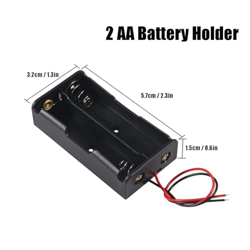 AEDIKO 10pcs 2X AA Battery Holder 2x1.5V AA Battery Holder AA Battery Holder with Wires