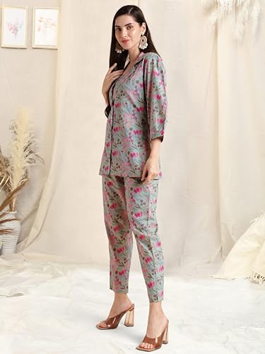 Image of MIRCHI FASHION Pure Cotton Kurta with Shrug Set | 3 Piece Cordset with Jacket & Pant | Ethnic Work Wear & Travel Wear Co-ord Set