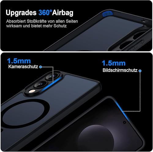 Image of Magnetic Slim Case Cover for Samsung Galaxy S25 Edge 5G (2025), Shockproof Cover with Camera Protection (Translucent Black with MagSafe)