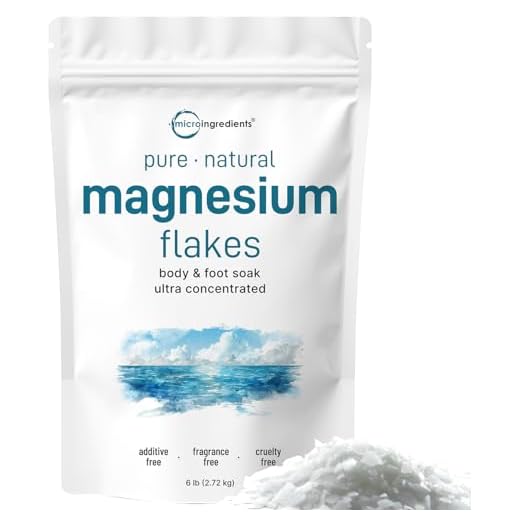 Pure Magnesium Flakes, 6lbs | Great for Foot & Body Bath Soaks | Natural Magnesium Chloride Minerals | Better Absorption Over Epsom Salt | Relaxation & Skin Hydration Support