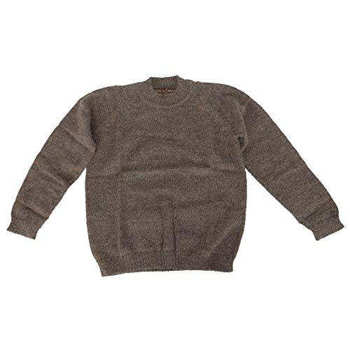 Boys Handmade 100% Alpaca Wool Crew Neck Sweater (Taupe, 12)