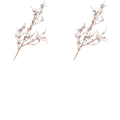 Factory Direct Craft Sparkling Cocoa Brown Twig and Leaf Decorative Sprays | 2 Sprays | for Indoor Decor