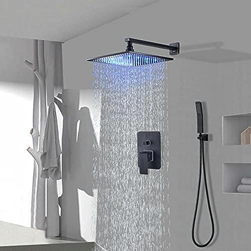Ensemble de douche géométrique noir avec robinet et pommeau carré premium - 4
