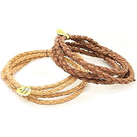 Fun-Weevz 2 Meters of 4mm Bolo Leather Cord for Jewelry Making Adults, Brown Thread Leather Cords, String for Bracelets and Necklaces, Craft Macrame Supplies Twine, Necklace Bracelet Kit (Brown Bolo) Cover
