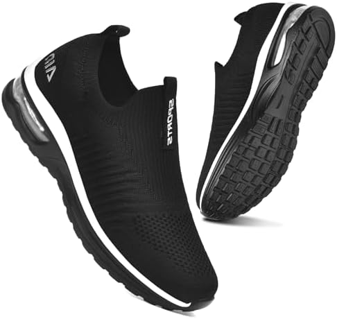 (-16%) Littleplum Damen Slip On Sneakers Leicht Turnschuhe Bequem Atmungsaktiv Mesh Sneakers Damen Sportschuhe,Schwarz Weiß,40 EU