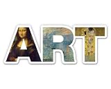 Squiddy Art Letters Mona Lisa Monet Kiss Klimt - Vinyl Sticker for Car, Laptop, Notebook (5' Wide)
