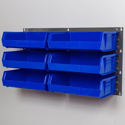 Akro-Mils 30136 Heavy Duty Wall Mount Garage Storage Steel Louvered Panel | Wall Storage Bin Hanging Organizer System for AkroBins, 36-Inch W x 19-Inch H, 4 Pack, Grey