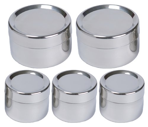 Stainless Steel Snack Containers - To-Go Ware Tiffin 5 packs - 2 Large - 3 Small